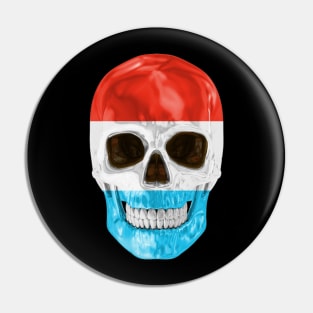 Luxembourg Flag Skull - Gift for Luxembourgish With Roots From Luxembourg Pin