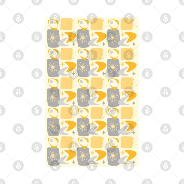 Atomic Age Mid-Century Pattern in Yellow and Grey by tramasdesign