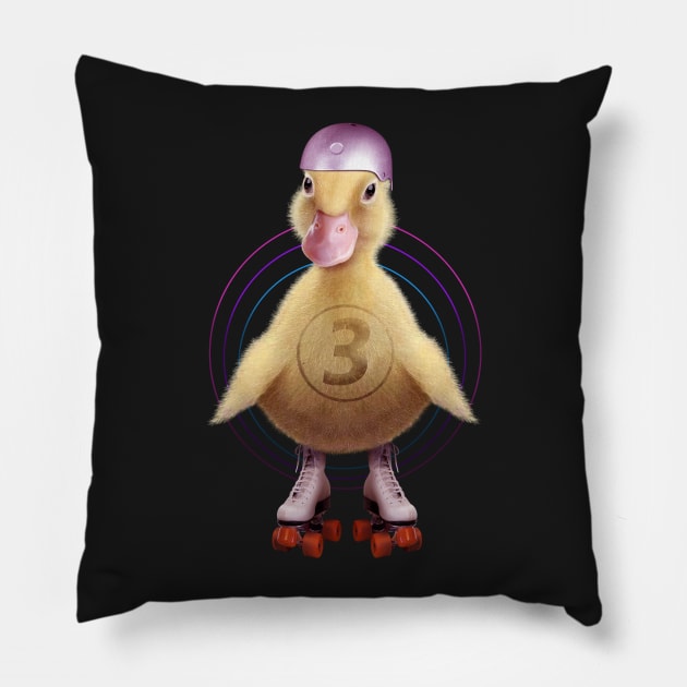 DUCK SKATING Pillow by ADAMLAWLESS