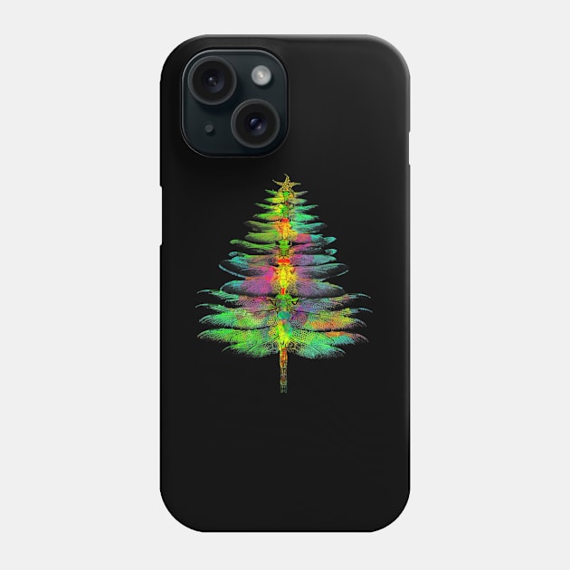 Funny Dragonfly Christmas Tree Phone Case by lostbearstudios