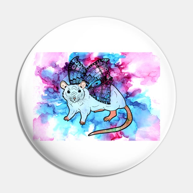 Inky Ratterfly Rat Pin by WolfySilver