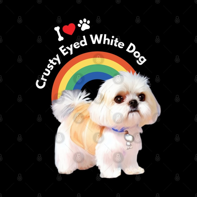 Crusty Eyed Malshi Puppy Fluffy Crusty White Dog by Mochabonk