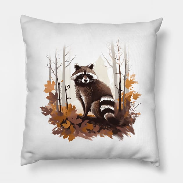 Raccoony Cuteness Pillow by zooleisurelife