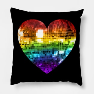 Rainbow Disco Ball Heart Pillow