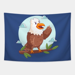 Hawk Angry Cartoon Illustration Tapestry