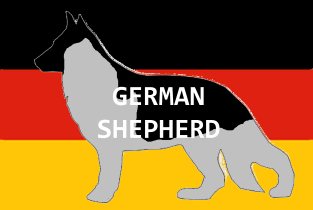 german shepherd black and silver name silhouette on flag Magnet