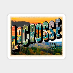 La Crosse WI Vintage Postcard Style Graphic Magnet