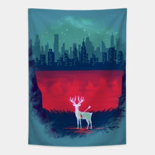 Deer in city Tapestry