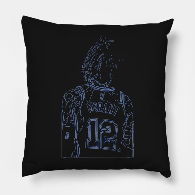 Ja Morant Memphis Grizzlies Line Art Pillow by Playful Creatives
