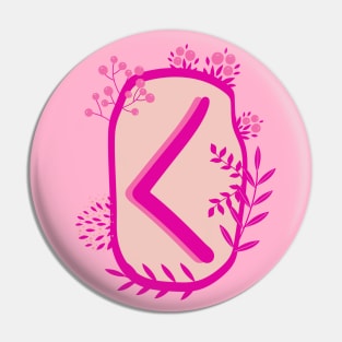 Kenaz Rune Flowery Design Pin