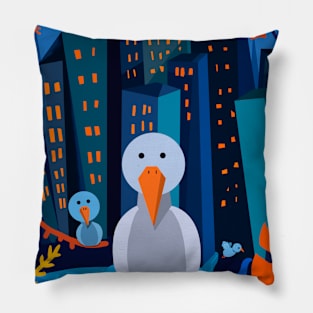 Pigeons in the city. King Pillow