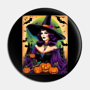 Halloween Spooky Vintage Black Magic Witch Pin