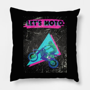 80's Motocross Shirt Let's Moto Pillow