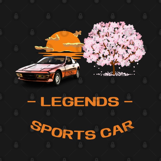 LEGENDS SPORTS CAR LOVER VINTAGE SUNSET SAKURA BLOSSOM TREE by Hohohaxi