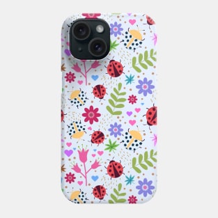 ladybug and floral pattern Phone Case