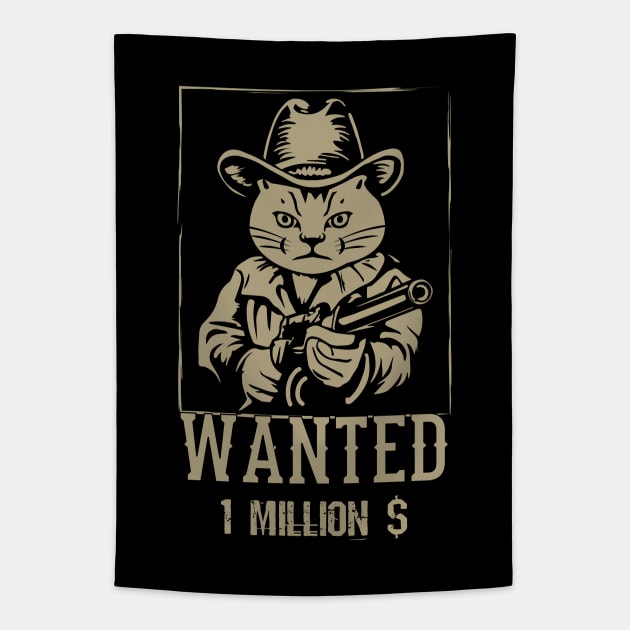 Wanted Dead Or Alive Cat Tapestry by VecTikSam