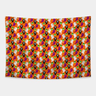 Cute Orange Ghost Pattern Tapestry