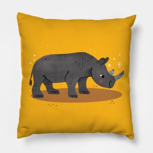 Rhino Painting Hand Drawn Pillow
