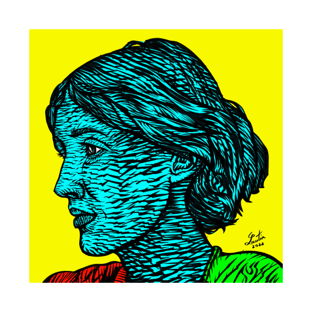 VIRGINIA WOOLF ink and acrylic portrait .1 by lautir