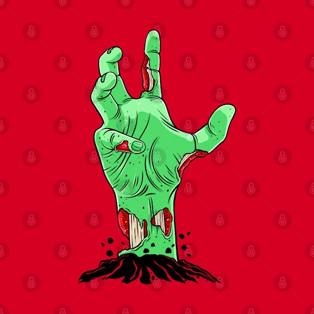 Creepy Zombie Cartoon Hand Rising from the Grave by OccultOmaStore