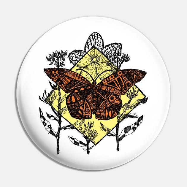 Monarch Butterfly Sketch - Color Pin by Hinterlund