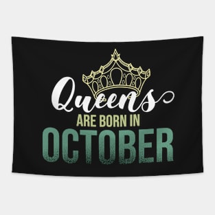 Queens Are Born In October Birthday Graphic Tapestry