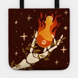 Poison in skeleton hand Halloween illustration Tote