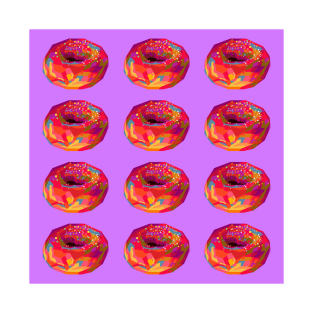 Donut Wpap Pop Art Pattern Purple background T-Shirt