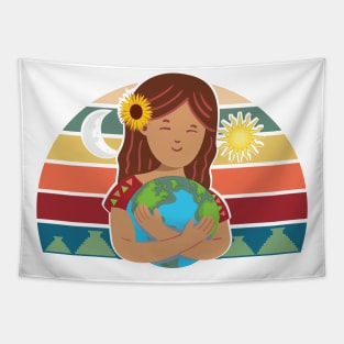 Pachamama Earth Mother Incan God Sunflower Spiritual Environmentalist Tapestry