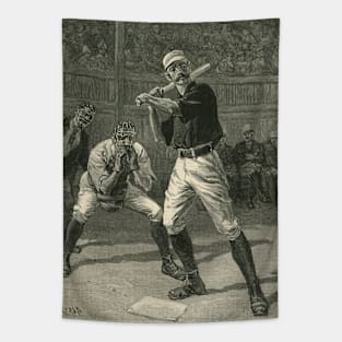 Vintage Sports Baseball, "A Ball or a Strike - Which?"  by Thure De Thulstrup, 1888 Tapestry