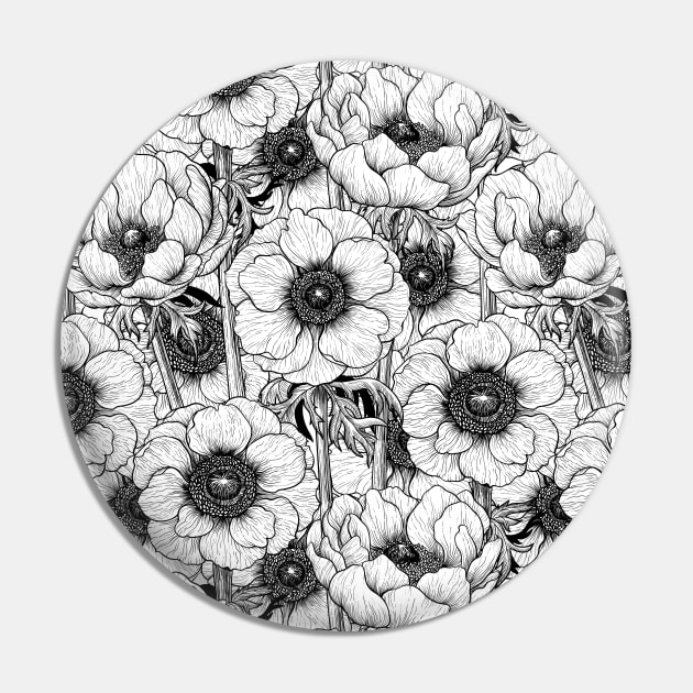 Anemone garden in black and white Pin by katerinamk