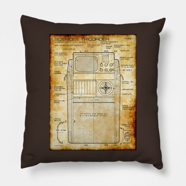 Parchment Showing Original Series Landing Party Scanner Pillow by Starbase79