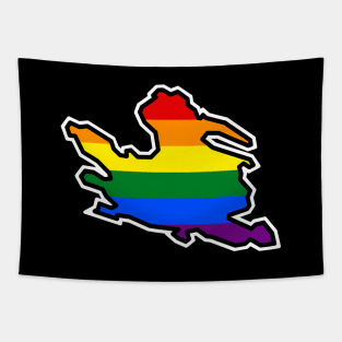 Mayne Island Silhouette - Traditional Pride Flag Rainbow Colours - Mayne Island Tapestry