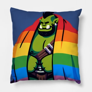 Comfy Womfy Pride Orc Husbando LGBTQ Rainbow Pillow