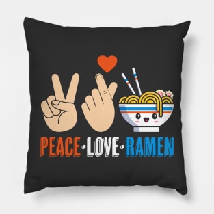 Peace Love Ramen Cute Kawaii Noodles Pillow