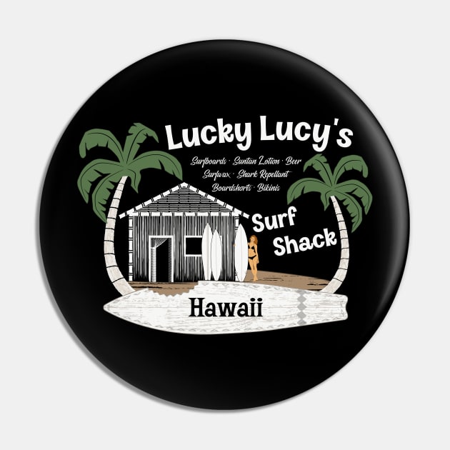 Lucky Lucy's Surf Shack Surfer Pin by SunGraphicsLab