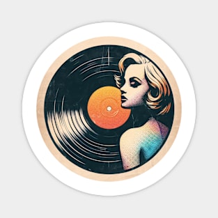 retro vinyl girl Magnet