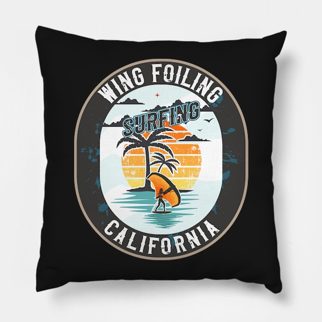 WING FOILING SURFING CALIFORNIA Pillow by HomeCoquette