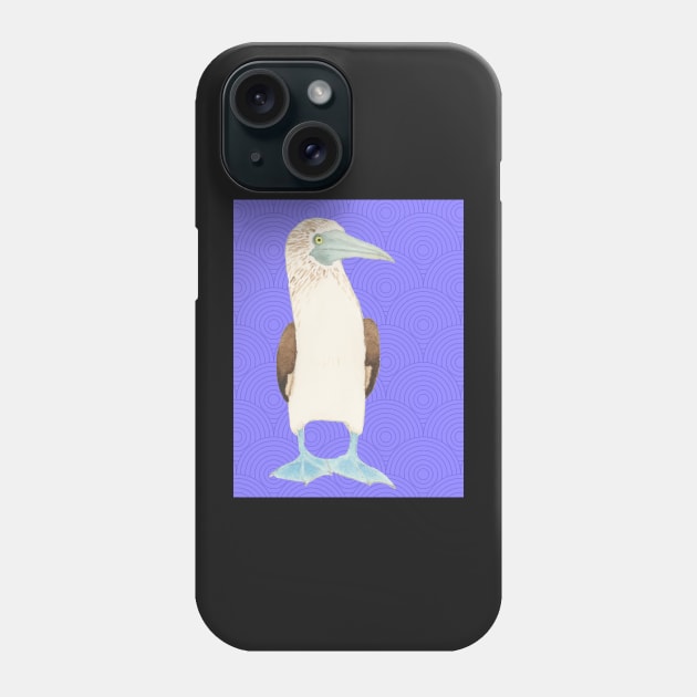 Blue Footed Booby Against Purple Background Phone Case by VegShop