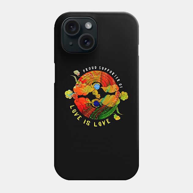 Proud Supporter of Love is Love Rainbows - Dark Neon Gems Phone Case by v_art9