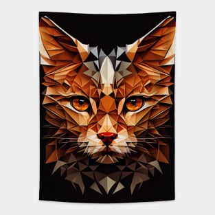 Triangle Cat - Abstract polygon animal face staring Tapestry