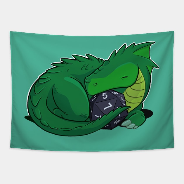 D20 Green Dragon Tapestry by jpowersart