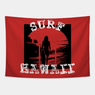 Surf Hawaii (White & Black) Tapestry