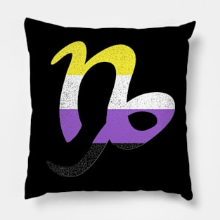 Nonbinary Capricorn Pride Flag Zodiac Sign Pillow