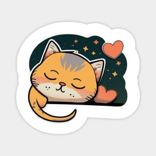 Sleepy Cat Valentine's Day Magnet