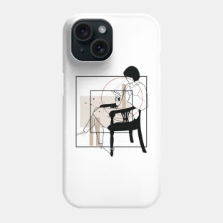 Sitting and looking at my mobile version 3 Phone Case