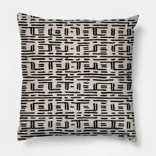 Mudcloth Monochrome Pattern Earthy Tones Pillow