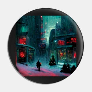 Christams alley in cyberpunk city Pin