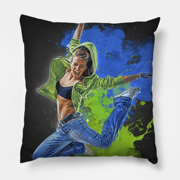 Woman Dancing Dancer Pillow by ReneeShitd