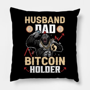 Husband Dad Bitcoin Holder Funny Crypto Gift for Men Pillow